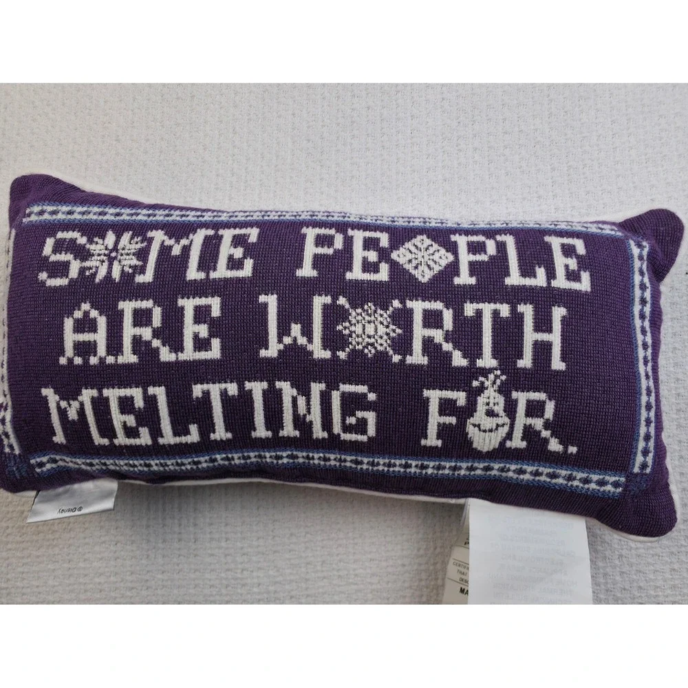 Disney Parks Frozen Olaf Throw Pillow Blue Purple Reversible Nwt